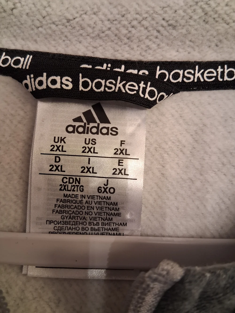 adidas Men's Light Gray Full-Zip Hoodie with Dark Gray Trim
